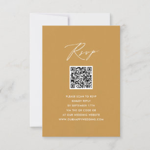 Modernes Beige elegantes Script QR Wedding RSVP Karte