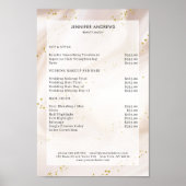 Modernes, beige Glitzer Salon Price List Poster (Vorne)
