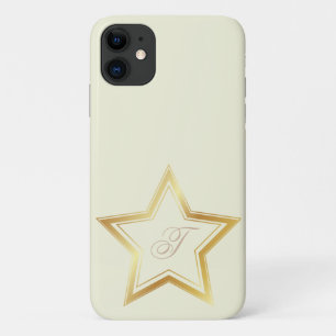 Modernes Beige Minimal Gold Star Monogram Case-Mate iPhone Hülle