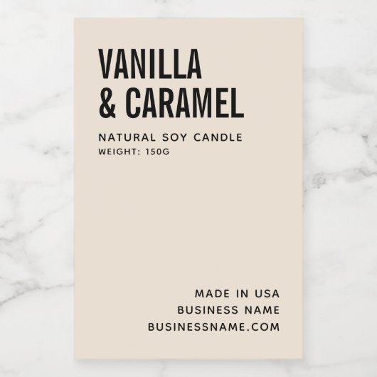 Modernes, beige-minimalistisches Sojakonzept Lebensmitteletikett (Einzelnes Label)