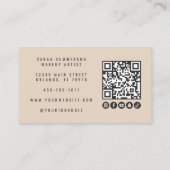 Modernes Beige Nagelstudio QR-Code Foto Visitenkarte (Rückseite)