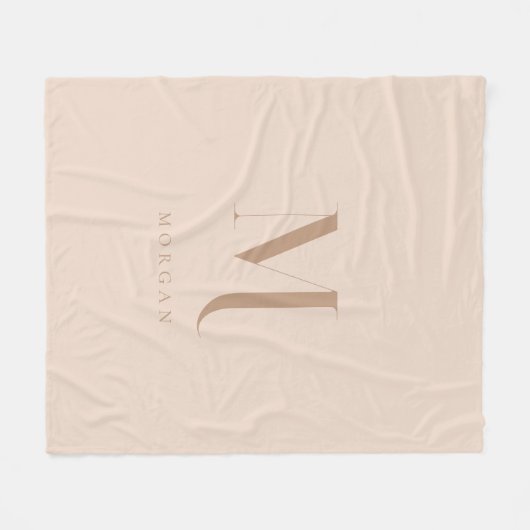 Modernes Beige Personalisiertes Monogramm Fleecedecke (Vorderseite (Horizontal))