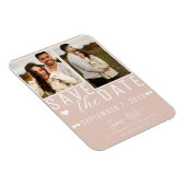 Modernes Beige Rosa Save the Date 2 Foto Hochzeit Magnet (Rechte Seite)