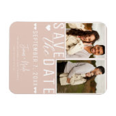 Modernes Beige Rosa Save the Date 2 Foto Hochzeit Magnet (Horizontal)