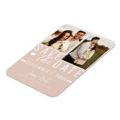 Modernes Beige Rosa Save the Date 2 Foto Hochzeit Magnet (Linke Seite)