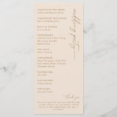 Modernes Beige-Script-Hochzeitsprogramm Programm (Rückseite)