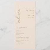 Modernes Beige-Script-Hochzeitsprogramm Programm (Vorderseite)