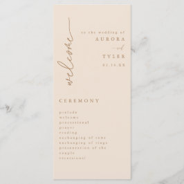Modernes Beige-Script-Hochzeitsprogramm Programm