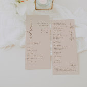 Modernes Beige-Script-Hochzeitsprogramm Programm