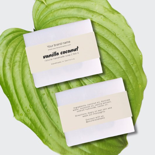 Modernes Beige-Seifenverpackungs-Etikett Einladungsbanderole