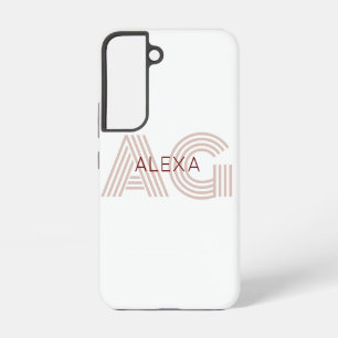 Modernes Beige und Wein-Monogramm Samsung Galaxy Hülle