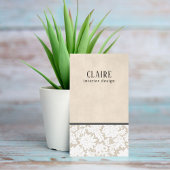 Modernes Beige Weiße Spitzen-Muster Innenarchitekt Visitenkarte