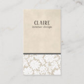 Modernes Beige Weiße Spitzen-Muster Innenarchitekt Visitenkarte (Vorderseite)
