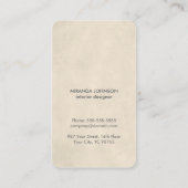 Modernes beige weißes Spitze-Muster-Innenarchitekt Visitenkarte (Rückseite)