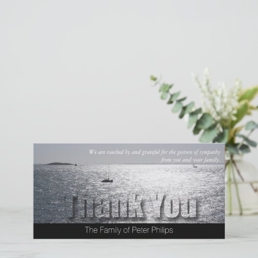 Modernes Beileid des Meerblick-2 danken Ihnen Dankeskarte (Stehend Vorderseite)