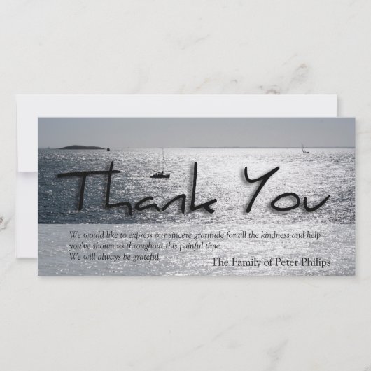 Modernes Beileid des Meerblick-4 danken Ihnen Dankeskarte (Vorderseite)