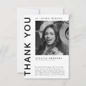 Modernes Beileid Foto Vielen Dank Dankeskarte (Vorderseite)