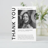 Modernes Beileid Foto Vielen Dank Dankeskarte (Stehend Vorderseite)