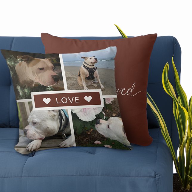 Modernes Beileid  Pet Fotos Collage Kissen (Modern Sympathy Pet Photos Collage Throw Pillow)