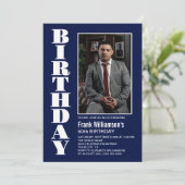 Modernes, beliebiges blaues, weißes Foto Einladung (Stehend Vorderseite)