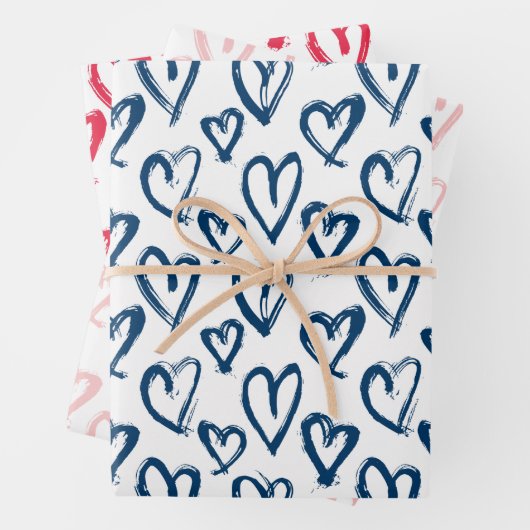 Modernes bemaltes Herz Geschenkpapier Set (Beispiel)