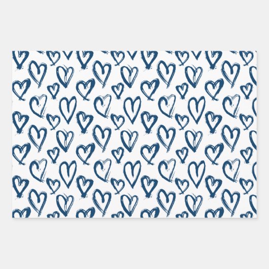 Modernes bemaltes Herz Geschenkpapier Set (Vorderseite)