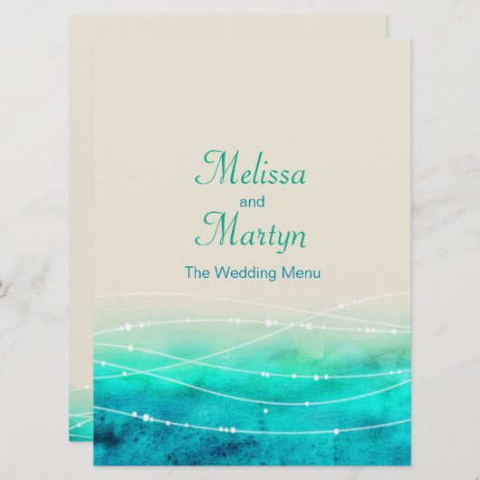 Modernes, bemaltes Hochzeitsmenü im Dunkeln Menükarte (Vorne/Hinten)
