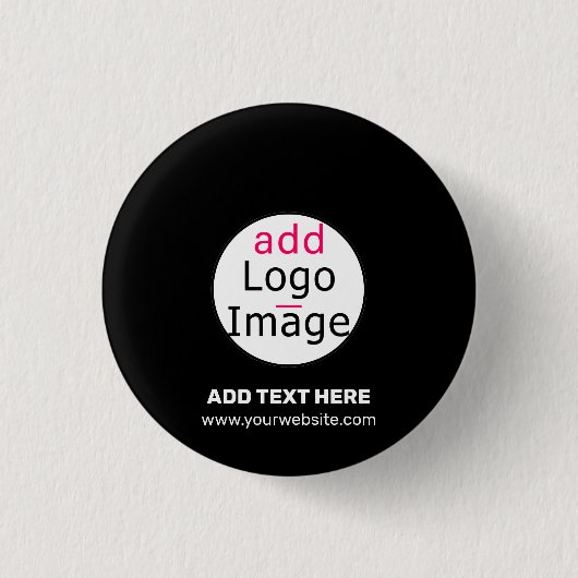 Modernes, benutzerdefinierbares Add-Logo-Schwarz Button (Vorderseite)
