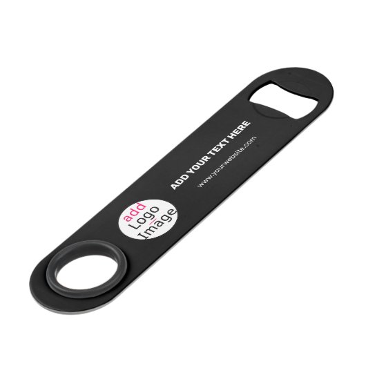 Modernes, benutzerdefinierbares Add-Logo-Schwarz Speed Flaschenöffner (Rückseite Schrägansicht)