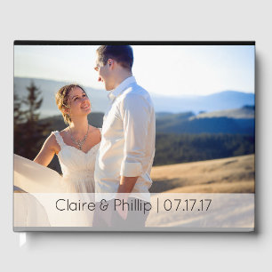 Modernes, benutzerdefiniertes 2-Foto-Hochzeitmonog Gästebuch
