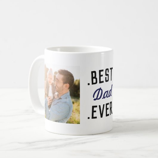 Modernes, benutzerdefiniertes Foto Blue Best Vater Kaffeetasse (Vorderseite Links)