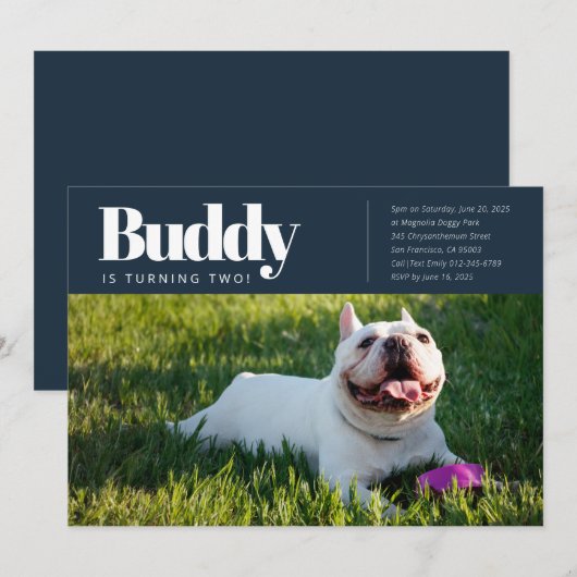 Modernes, benutzerdefiniertes Foto für Welpenhunde Einladung (Vorne/Hinten)