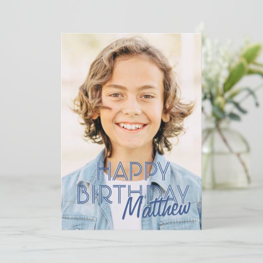 Modernes, benutzerdefiniertes Foto Geburtstagsgrüß (Stehend Vorderseite)