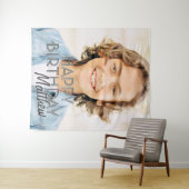 Modernes, benutzerdefiniertes Foto Geburtstagsgrüß Wandteppich (Beispiel (Horizontal))