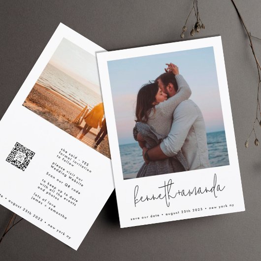 Modernes benutzerdefiniertes Foto mit einfachen QR Save The Date