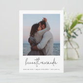 Modernes benutzerdefiniertes Foto mit einfachen QR Save The Date (Stehend Vorderseite)