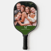 Modernes benutzerdefiniertes Foto Monogram Name Fo Pickleball Schläger (Rückseite)