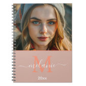 modernes, benutzerdefiniertes Foto-Monogramm-Skrip Notizblock (Vorderseite)