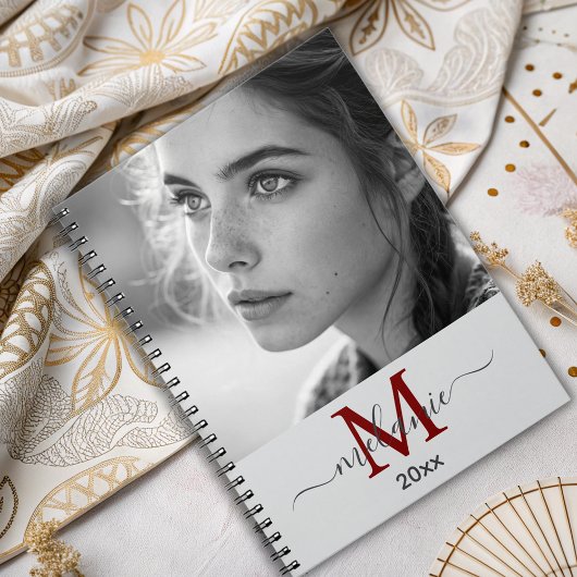 modernes, benutzerdefiniertes Foto-Monogramm-Skrip Notizblock