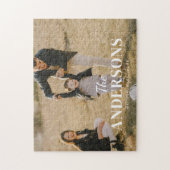 Modernes, benutzerdefiniertes Foto und Familiennam Puzzle (Vertikal)