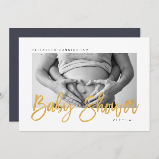 Modernes, benutzerdefiniertes Foto Virtual Baby-Du Einladung (Vorne/Hinten)