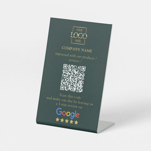 Modernes benutzerdefiniertes Google-Rezensions-QR- Sockelschild (Vorderseite)