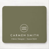 Modernes, benutzerdefiniertes grünes Olive mit Log Mousepad (Vorne)