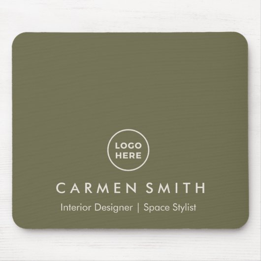Modernes, benutzerdefiniertes grünes Olive mit Log Mousepad (Vorne)