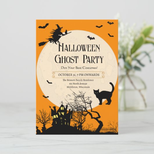 Modernes, benutzerdefiniertes Halloween-Kostüm-Par Einladung (Stehend Vorderseite)