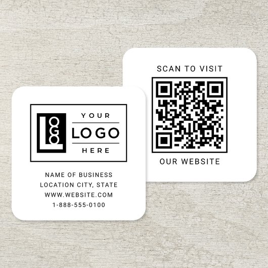 Modernes, benutzerdefiniertes Logo und QR-Code Quadratische Visitenkarte