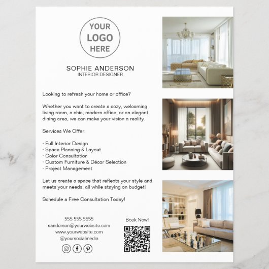 Modernes, benutzerdefiniertes Logo Weißes Beruflic Flyer (Vorne)