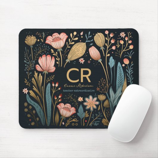 Modernes, benutzerdefiniertes Monogramm Name-Beruf Mousepad (Mit Mouse)