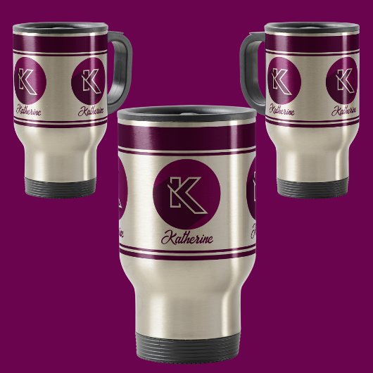 Modernes, benutzerdefiniertes Monogramm-Namensschr Reisebecher
