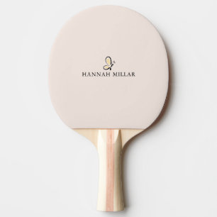 Modernes benutzerdefiniertes Namenslogo Blush Pink Tischtennis Schläger